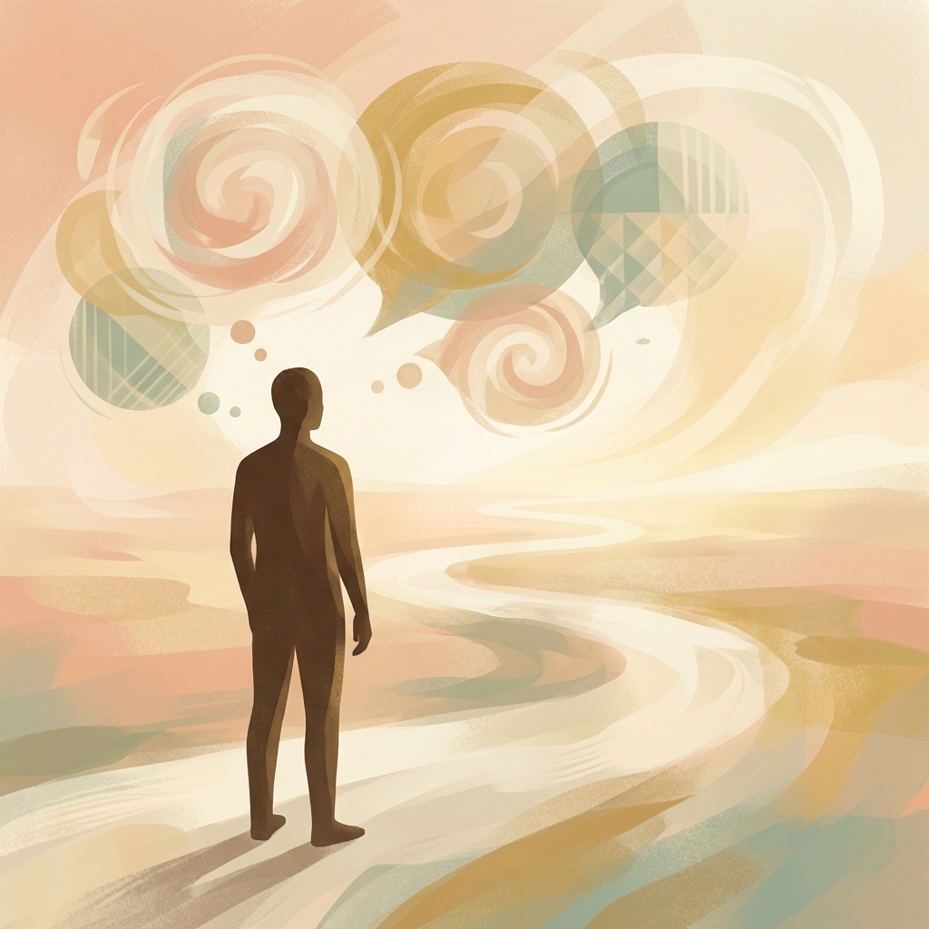 Ansiedad anticipatoria - Ilustración de persona mirando camino incierto