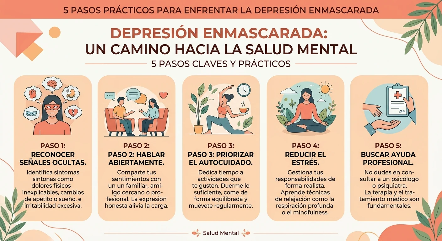 depresión enmascarada - Infografía con pasos prácticos