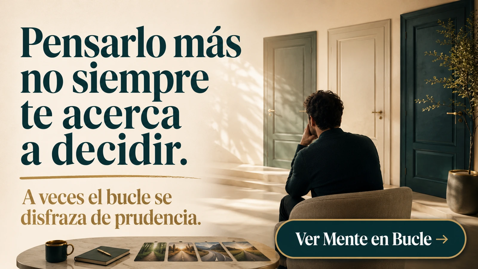 Cartel recomendado: Pensarlo más no siempre te acerca a decidir.