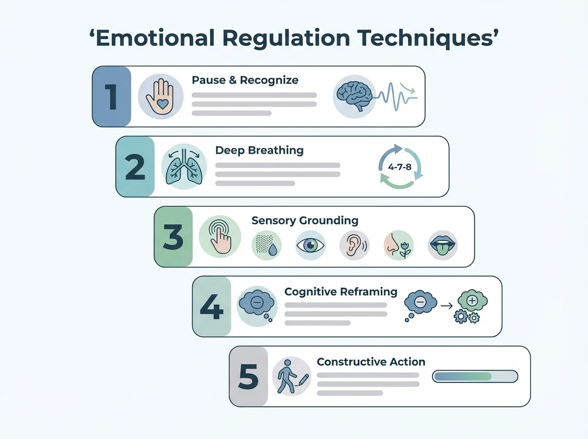 técnicas de regulación emocional - Infografía con pasos prácticos