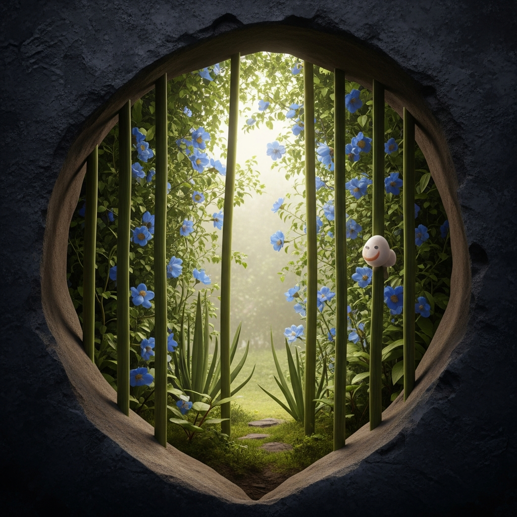 Entendiendo el Síndrome Impostor Inverso y la Rigidez Representación de una máscara rígida con grietas, simbolizando el síndrome impostor inverso y la liberación emocional.