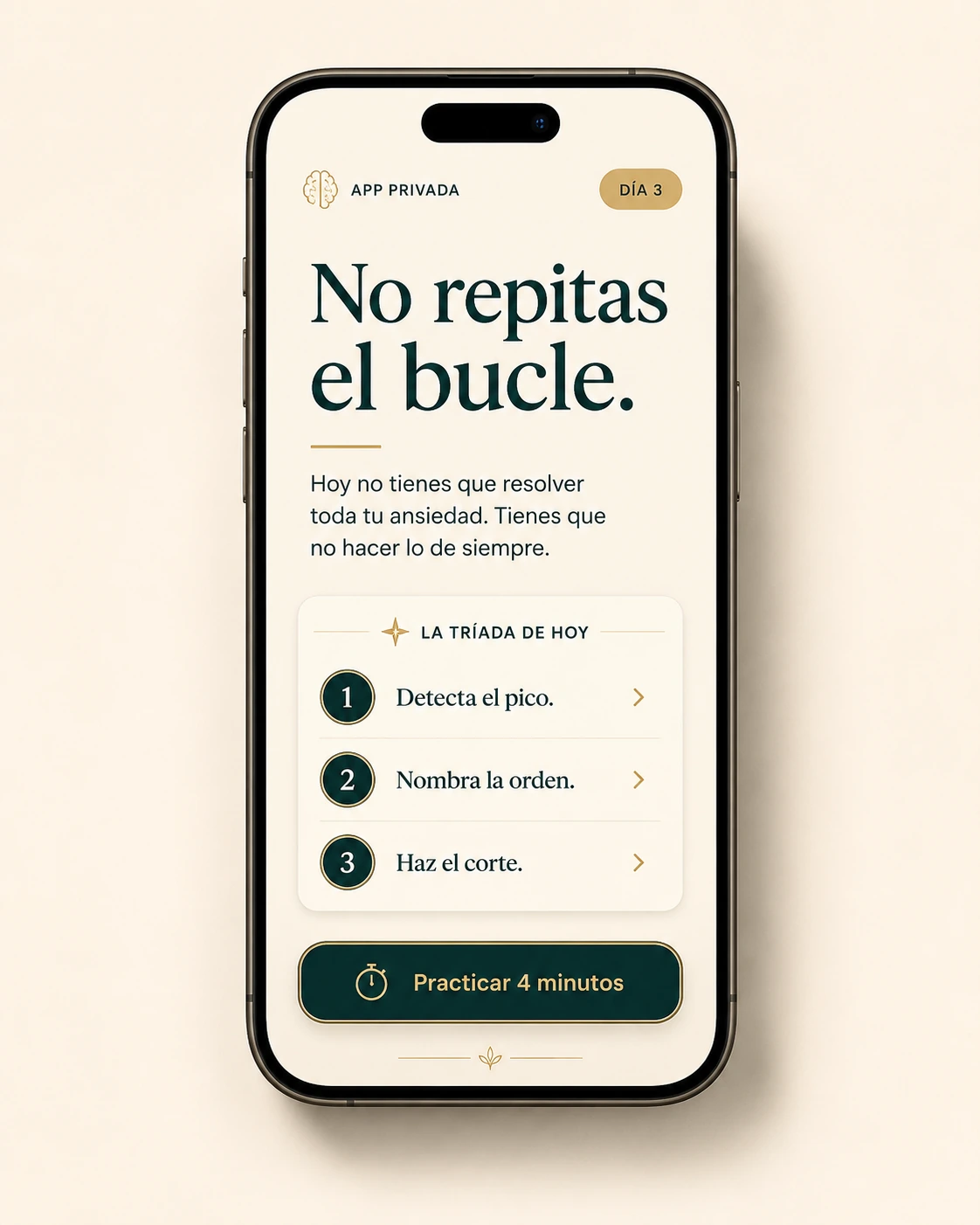 Mockup premium de la app privada de 7 días incluida con el taller